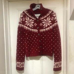 Abercrombie & Fitch red and white snowflake sweater